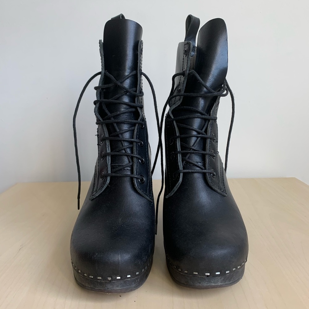 Swedish Hasbeens, Grandma Boot, Black Leather